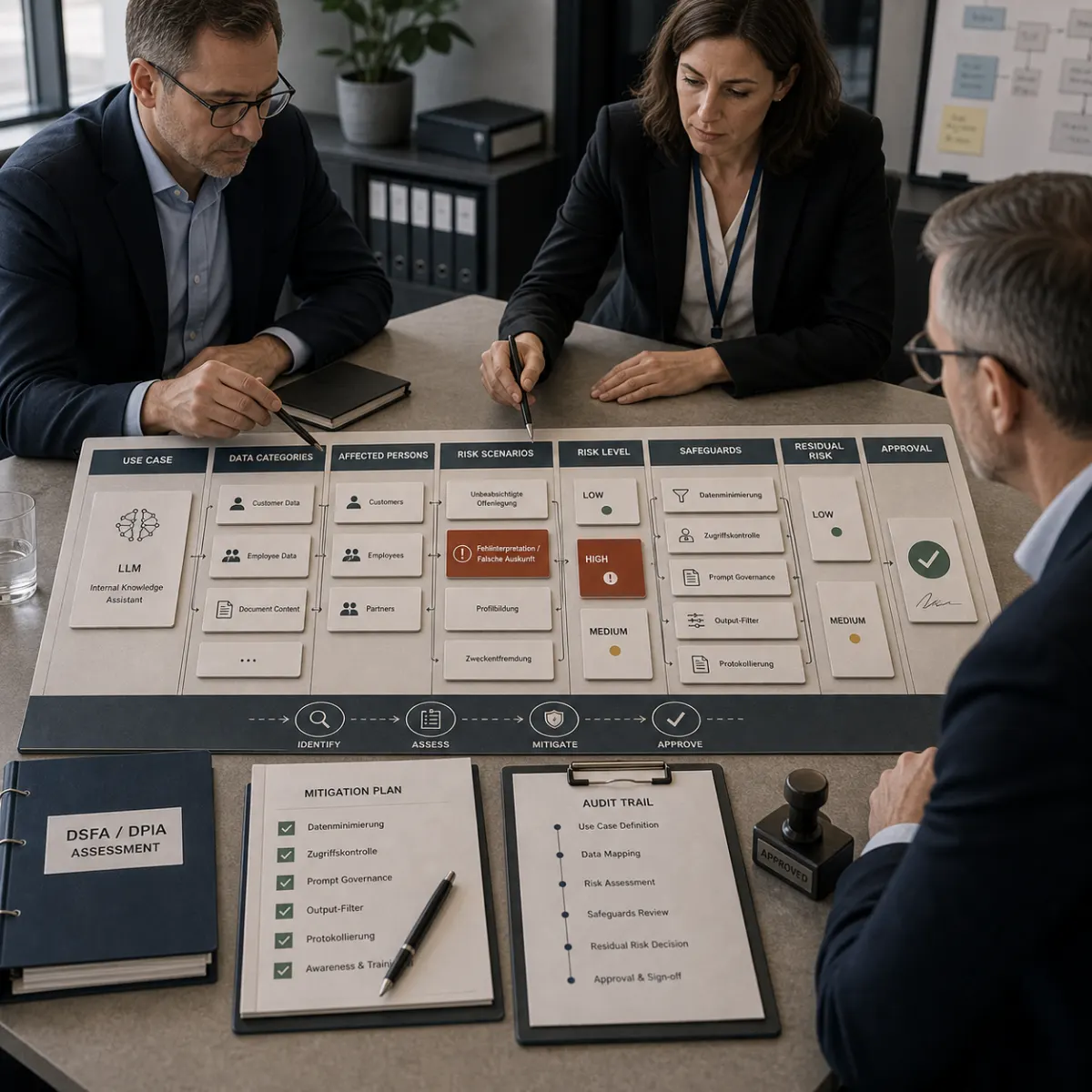 Eine DSFA macht Risiken sichtbar, bevor LLM-Anwendungen produktiv personenbezogene Daten verarbeiten.