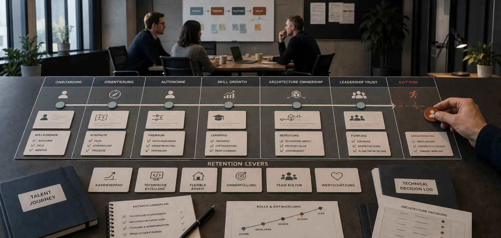 Bindung entsteht durch Entwicklungsperspektiven, Arbeitsmodell und technische Gestaltungsspielräume.