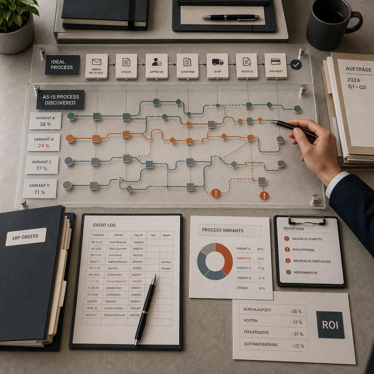 Process Mining zeigt, welche Abläufe vor der Automatisierung wirklich standardisiert werden müssen.